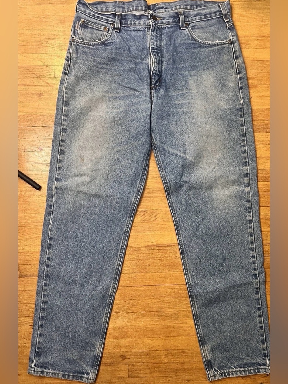Carhartt Relaxed Fit Jeans Mens 38x34 Light Wash Cotton Work Wear Casual Denim